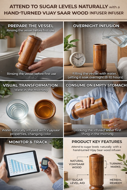 Pure Vijaysar Sugar Control Wooden Detox Water Glass