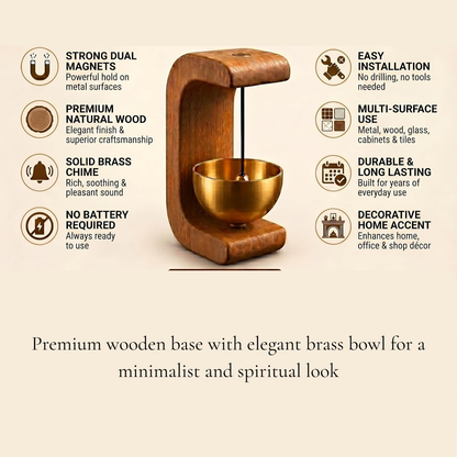 Premium Wooden Magnetic Table Bell with Brass Bowl for Home & Office