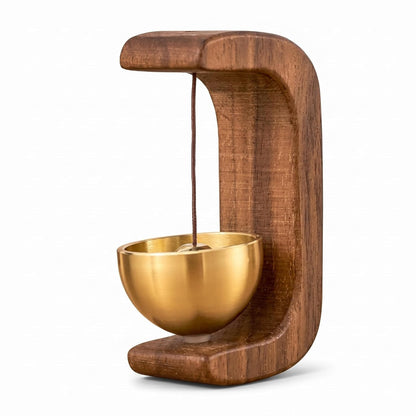 Premium Wooden Magnetic Table Bell with Brass Bowl for Home & Office