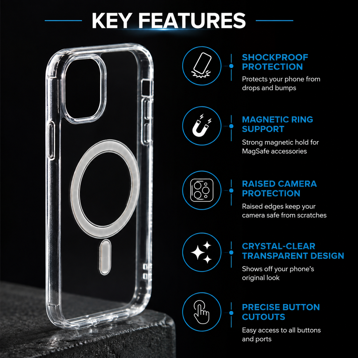 Back Cover Transparent  Magnetic - Matte Clear