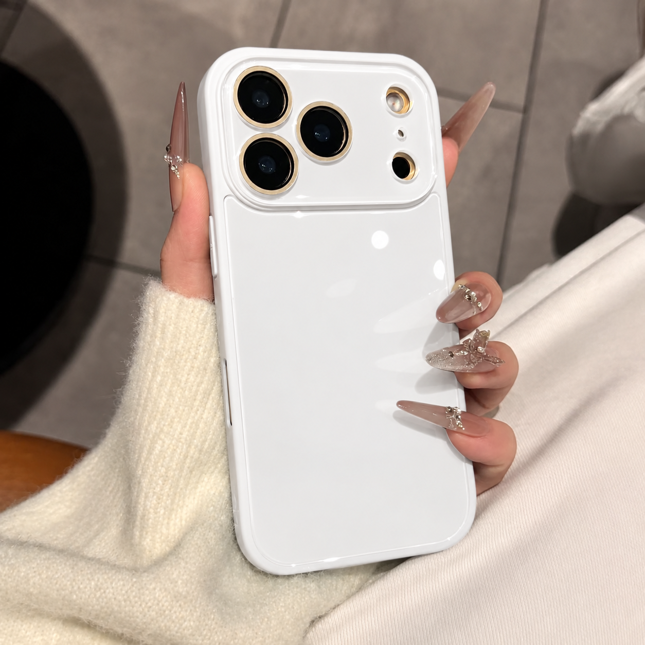 luxury glossy glass phone case for iphone